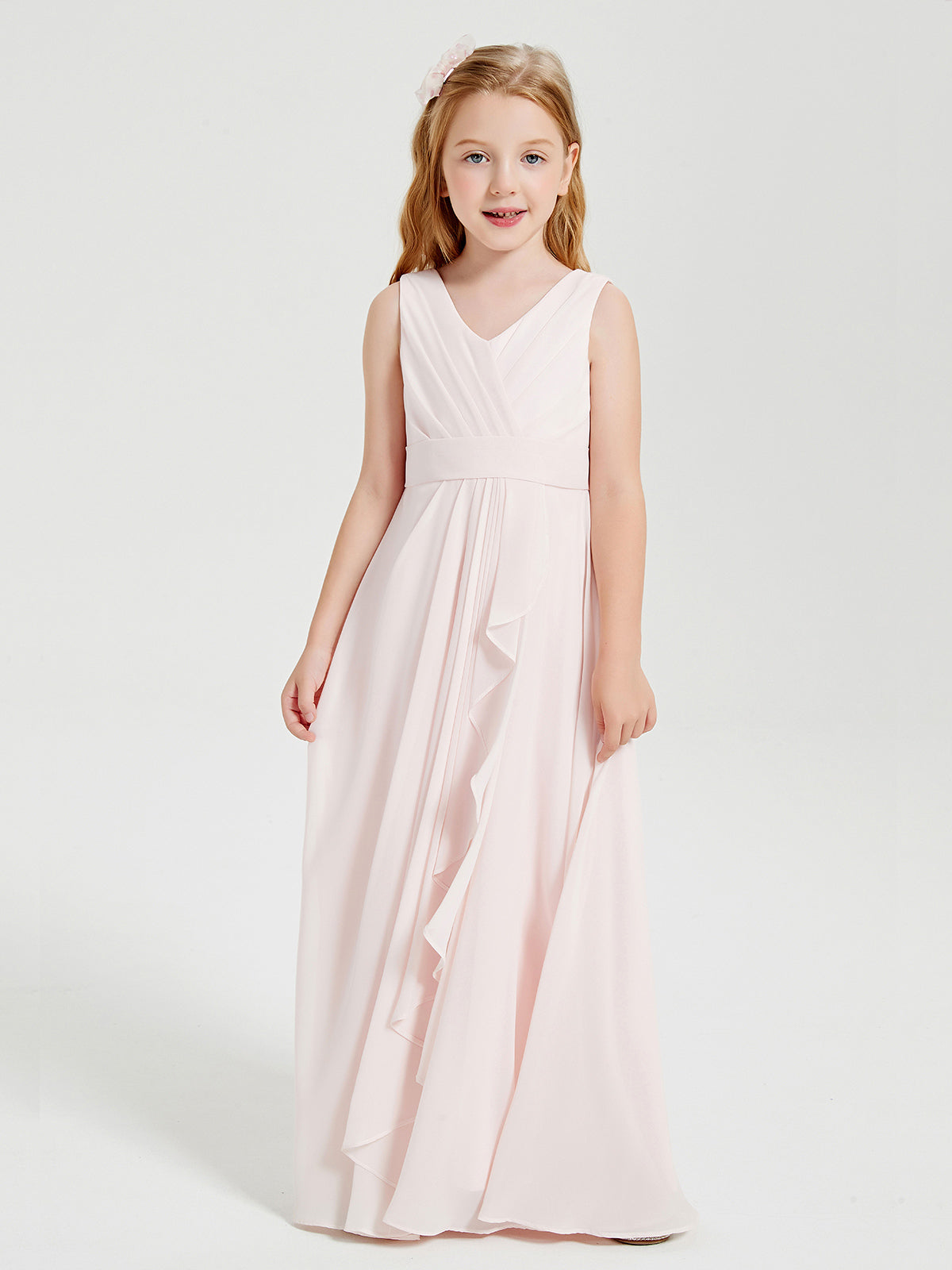 Boho Long Chiffon Bridesmaid Gown Blushing Pink